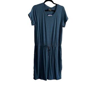 32 Degrees Cool Wmn L Heather Quiet Teal S/Sleeve Drawstring Casual Dress NWT